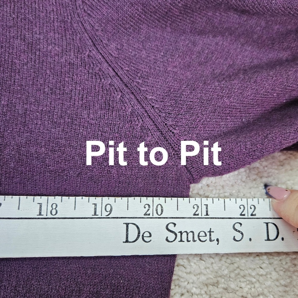 Marc Anthony Mens V Neck Long Sleeve Sweater Eggplant Sz L Cashmere Blend Preppy - Picture 4 of 6